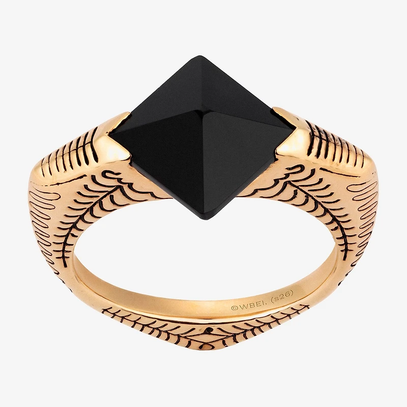 Harry Potter Womens Genuine Black Onyx 14K Gold Over Silver Cocktail Ring