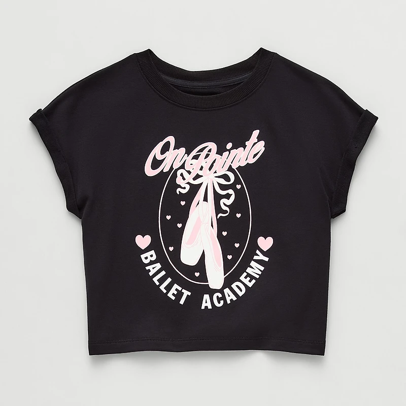 Xersion French Terry Little & Big Kid Girls Crew Neck Short Sleeve Active T-Shirt
