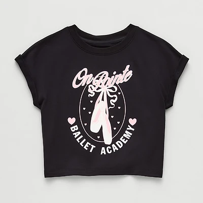Xersion French Terry Little & Big Kid Girls Crew Neck Short Sleeve Active T-Shirt