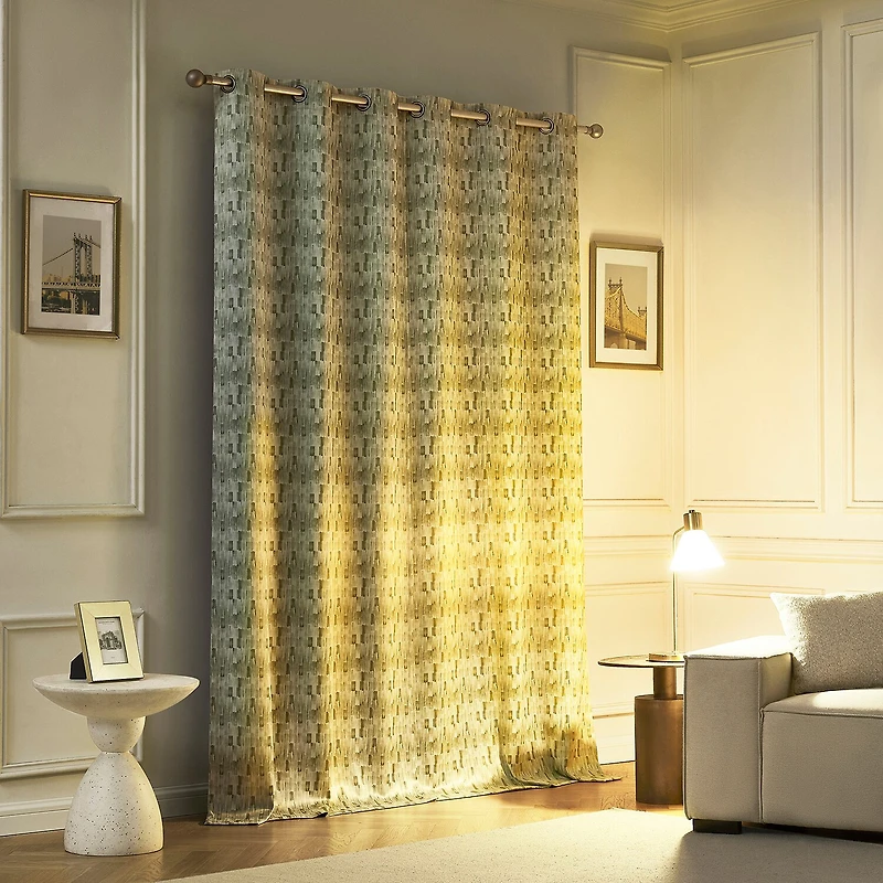 Sun Zero Vernon Monochrome Brushstrokes Magnetic Closure Grommet Top 100% Blackout Set of 2 Curtain Panel