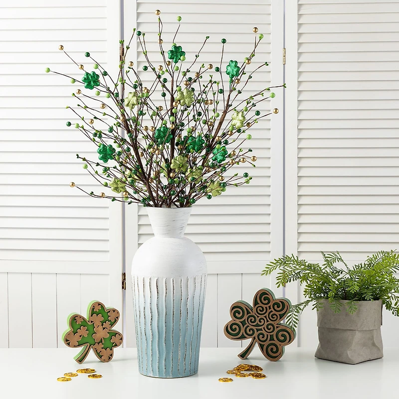 Glitzhome 28" Berry And Shamrock 2-pc. Pick