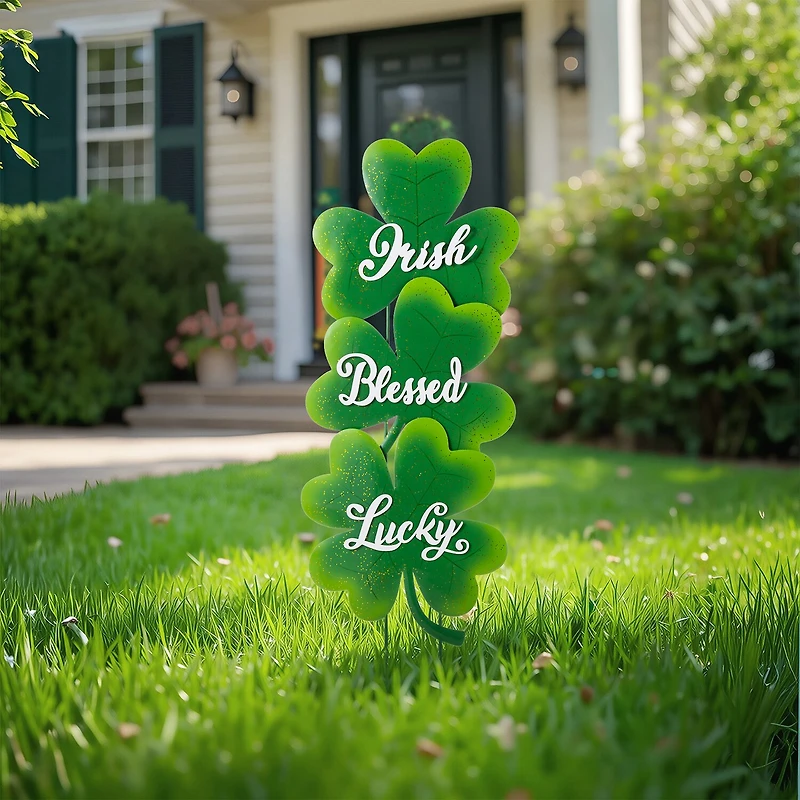 Glitzhome 37" Metal Shamrock St. Patricks Day Yard Art