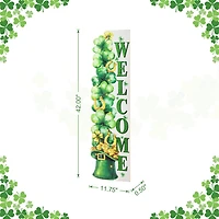 Glitzhome 42" Lighted Wood Stacked Shamrock St. Patricks Day Porch Sign