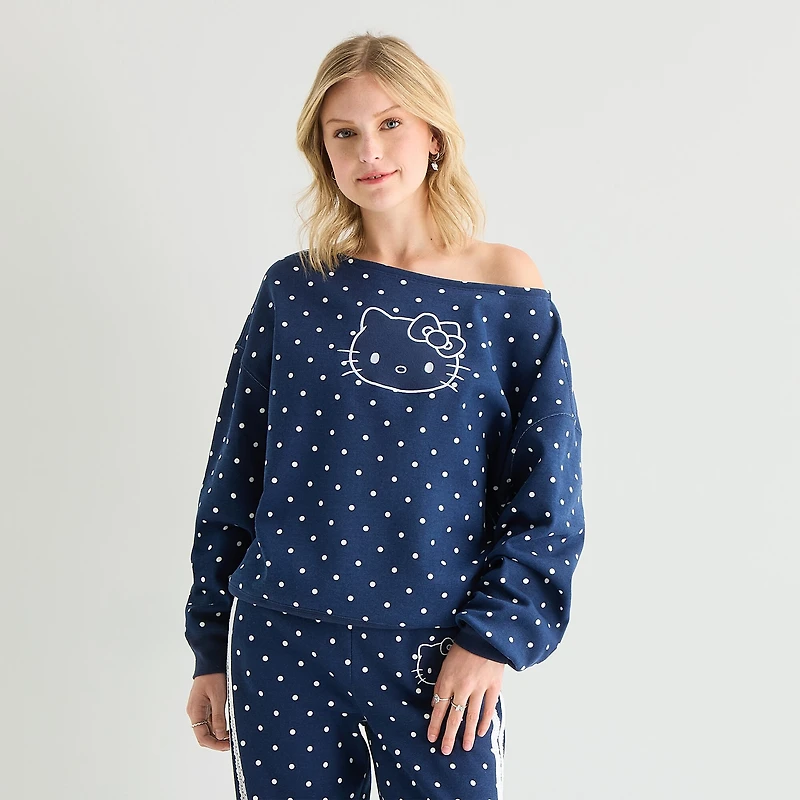 Womens Juniors Long Sleeve Hello Kitty Sweatshirt