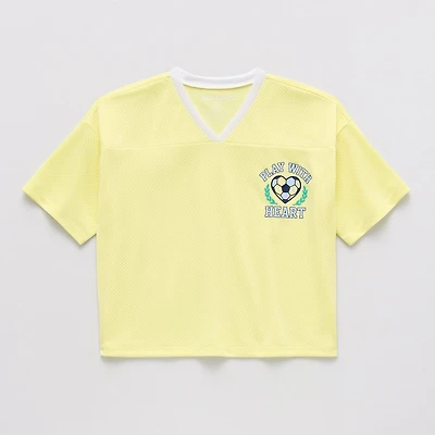Thereabouts Little & Big Kid Girls V Neck Short Sleeve Oversized Graphic T-Shirt