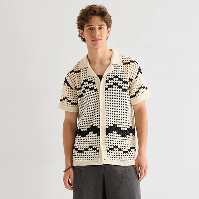 Arizona Mens Short Sleeve Button Polo Sweater