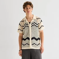 Arizona Mens Short Sleeve Button Polo Sweater