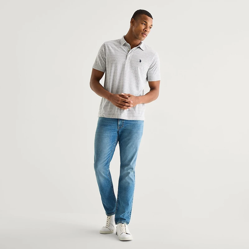 U.S. Polo Assn. Stripe Jacquard Mens Classic Fit Short Sleeve Shirt