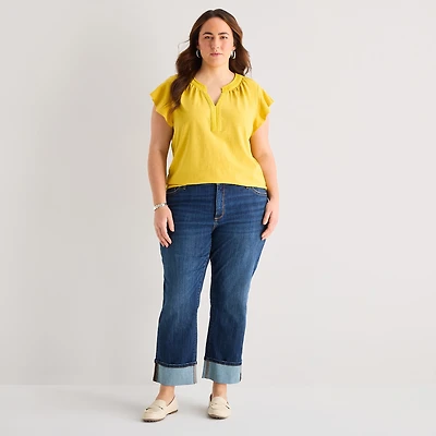 St. John's Bay Womens Plus High Rise Wide Leg Jean