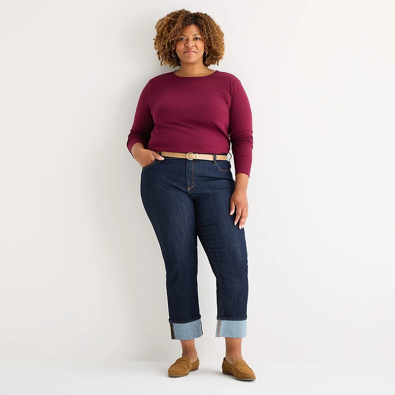 St. John's Bay Womens Plus High Rise Wide Leg Jean