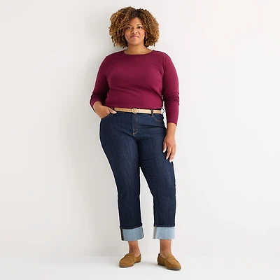 St. John's Bay Womens Plus High Rise Wide Leg Jean