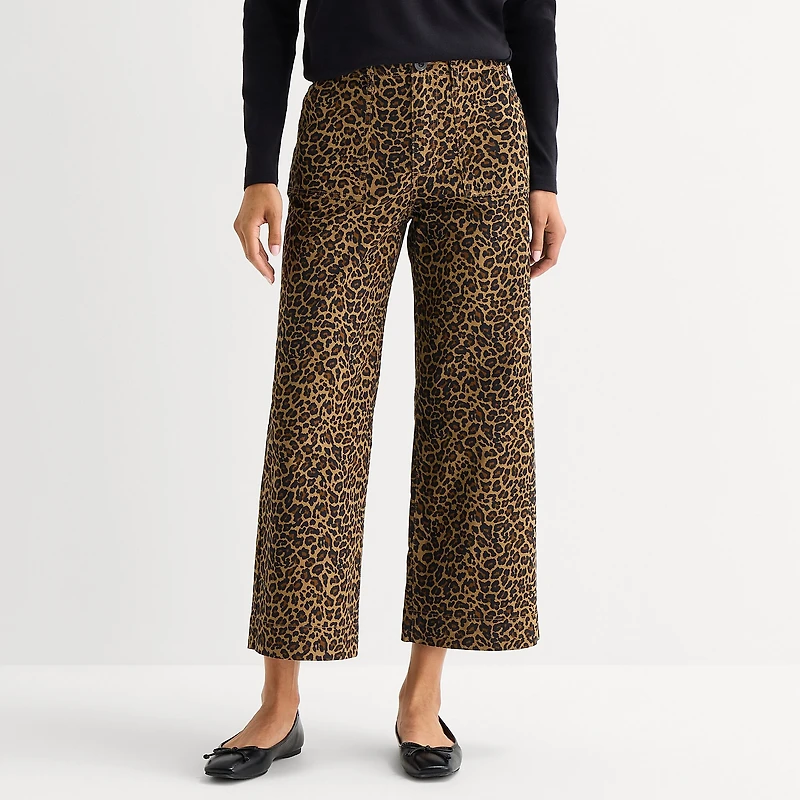 St. John's Bay Womens Wide Leg High Rise Cropped Pant