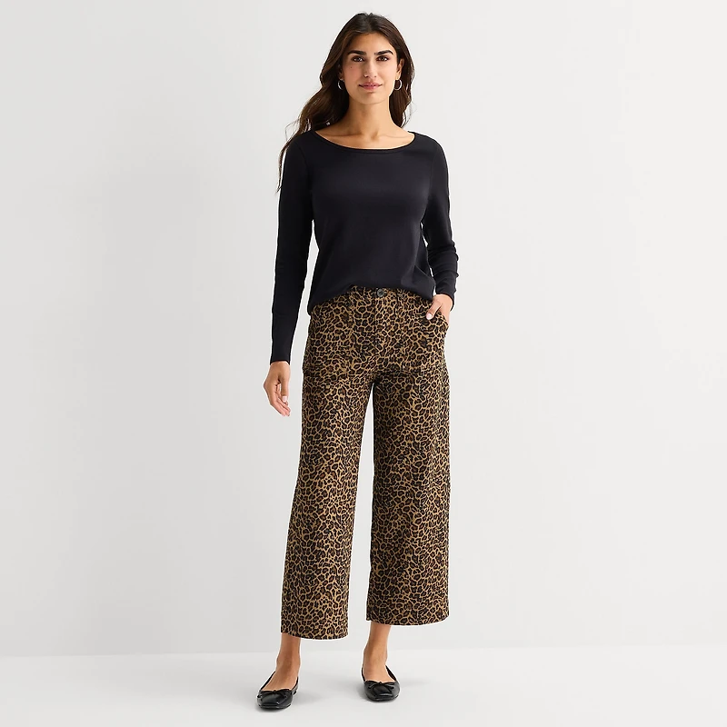 St. John's Bay Womens Wide Leg High Rise Cropped Pant