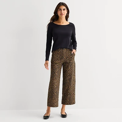 St. John's Bay Womens Wide Leg High Rise Cropped Pant