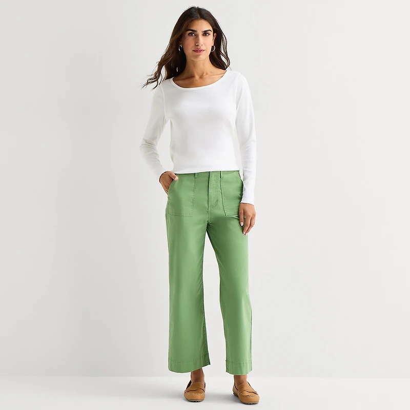 St. John's Bay Womens Wide Leg High Rise Cropped Pant