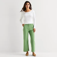 St. John's Bay Womens Wide Leg High Rise Cropped Pant