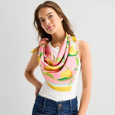 Mixit Lemon Print Square Scarf