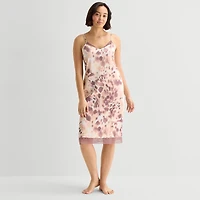 Ambrielle Womens Satin Sleeveless V Neck Chemise