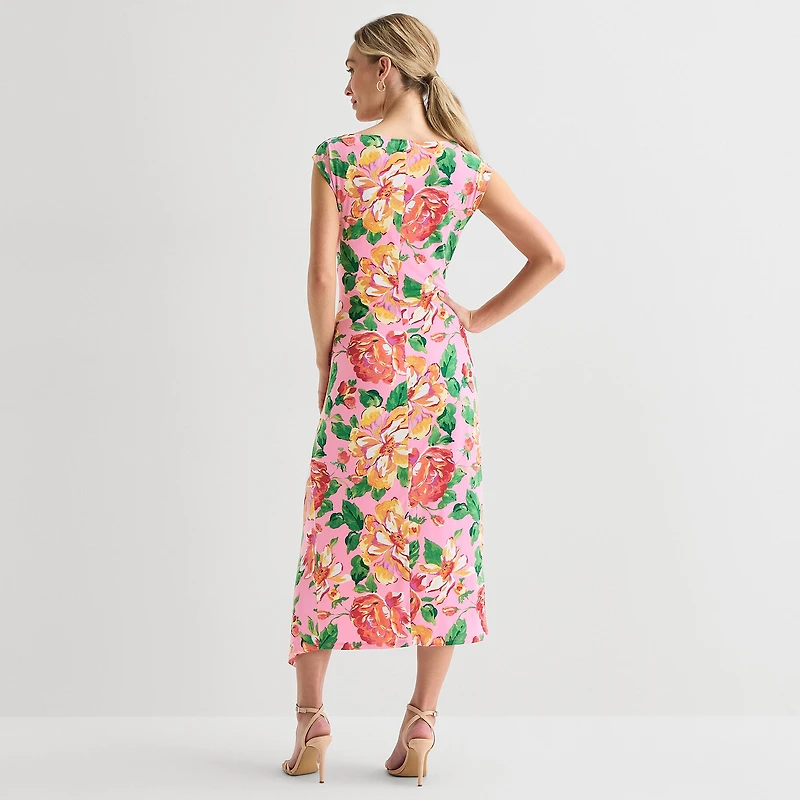 MSK Womens Straight Neck Sleeveless Cap Maxi Dress