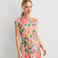 MSK Womens Straight Neck Sleeveless Cap Maxi Dress