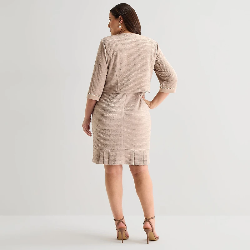 Maya Brooke Womens Plus Jacket Dress