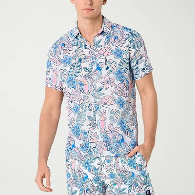 Endless Summer Mens Striped Short Sleeve Swim Shirt