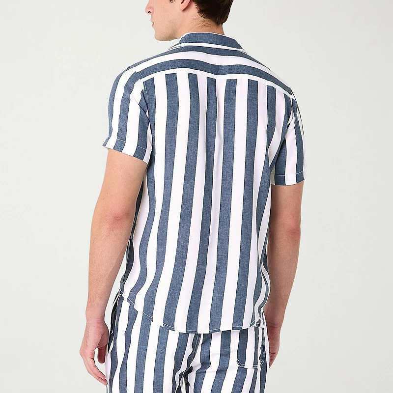 Endless Summer Mens Striped Short Sleeve Swim Shirt