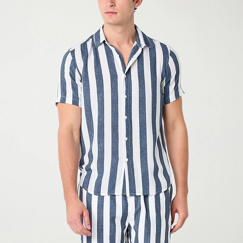 Endless Summer Mens Striped Short Sleeve Swim Shirt