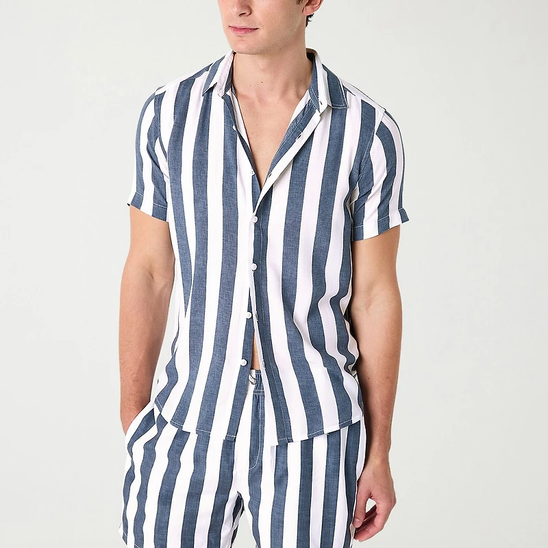 Endless Summer Mens Striped Short Sleeve Swim Shirt