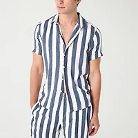 Endless Summer Mens Striped Short Sleeve Swim Shirt