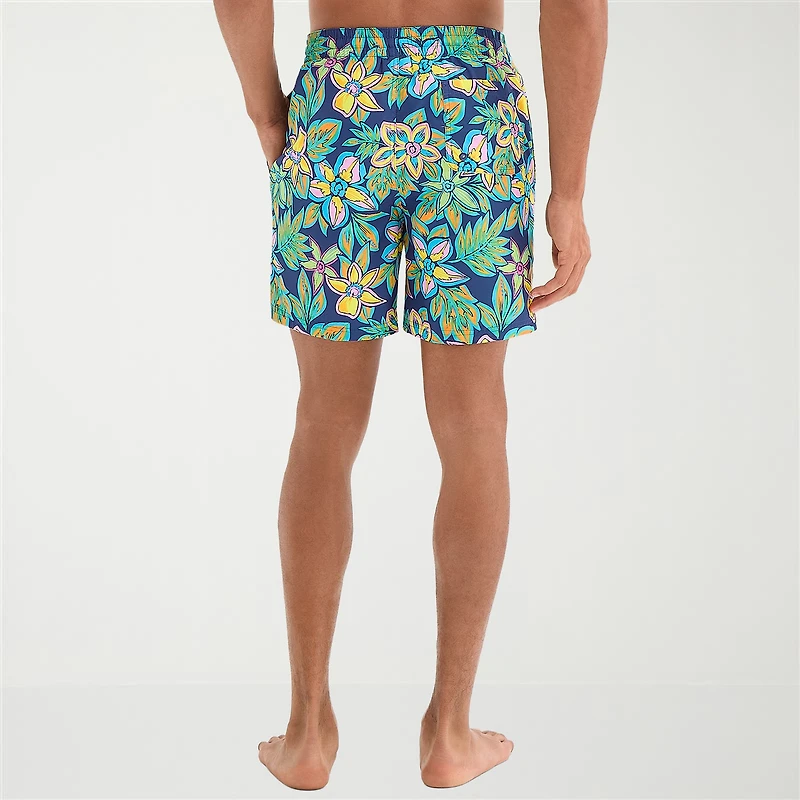 Burnside Mens Drawstring Waist 6" Floral Swim Trunks