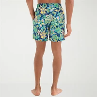 Burnside Mens Drawstring Waist 6" Floral Swim Trunks