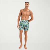 Burnside Mens Drawstring Waist 6" Floral Swim Trunks