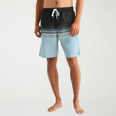 Burnside Mens Drawstring Waist 8" Striped Swim Trunks