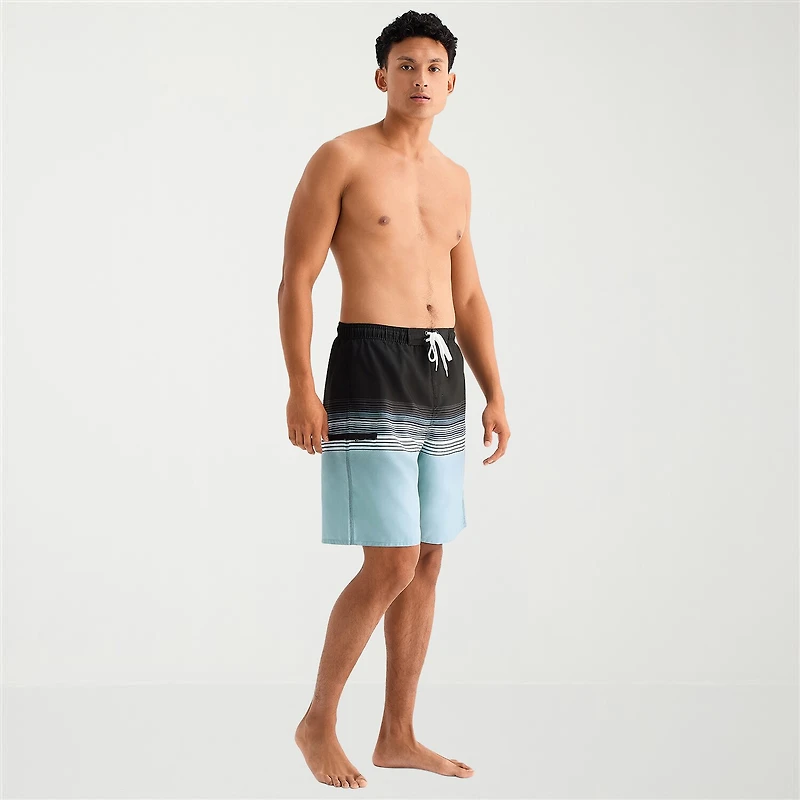 Burnside Mens Drawstring Waist 8" Striped Swim Trunks