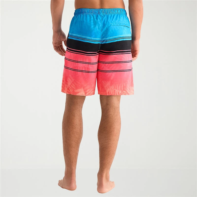 Burnside Mens Drawstring Waist 8" Striped Swim Trunks