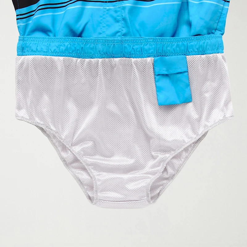 Burnside Mens Drawstring Waist 8" Striped Swim Trunks