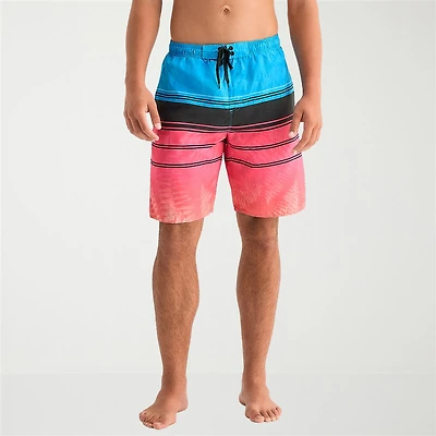 Burnside Mens Drawstring Waist 8" Striped Swim Trunks