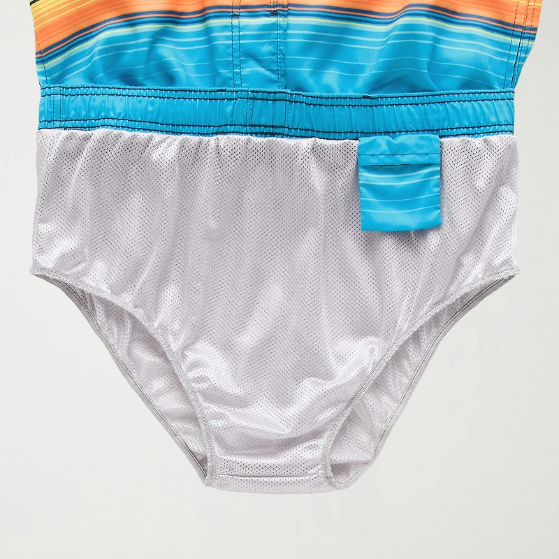 Burnside Mens Drawstring Waist 8" Striped Swim Trunks