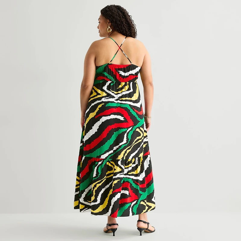Hope & Wonder Juneteenth Womens Plus Sleeveless Maxi Dress
