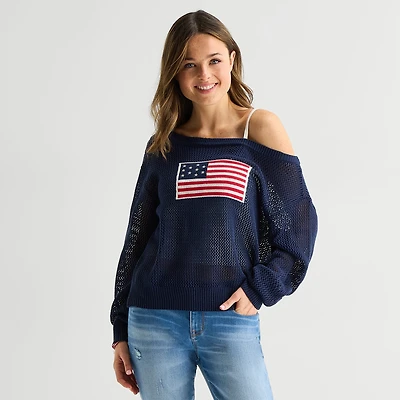 Forever 21 Juniors Womens Asymmetrical Neck Long Sleeve Pullover Sweater