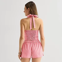 Arizona Womens Juniors Halter Neck Sleeveless Tank Top