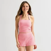 Arizona Womens Juniors Halter Neck Sleeveless Tank Top