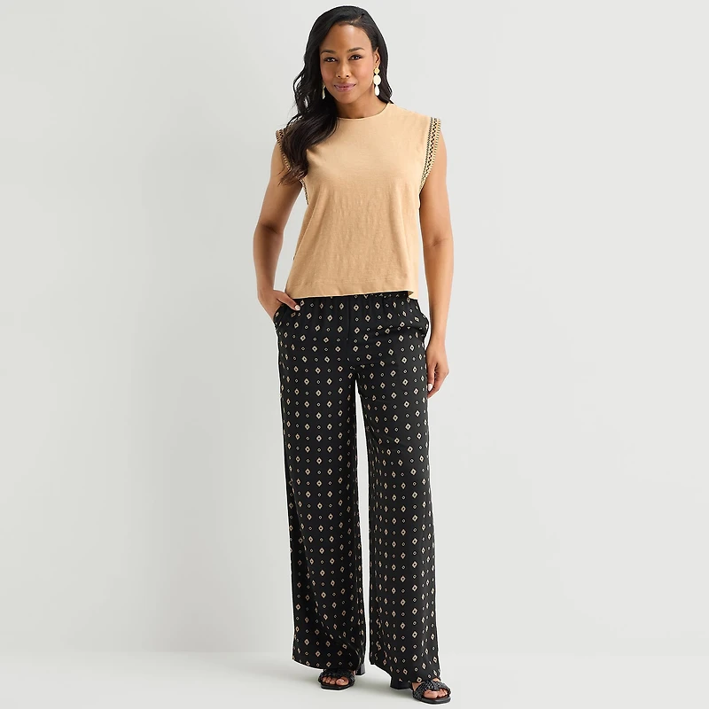 Liz Claiborne Womens Round Neck Sleeveless Blouse
