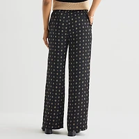 Liz Claiborne Womens Wide Leg Mid Rise Pull-On Pant