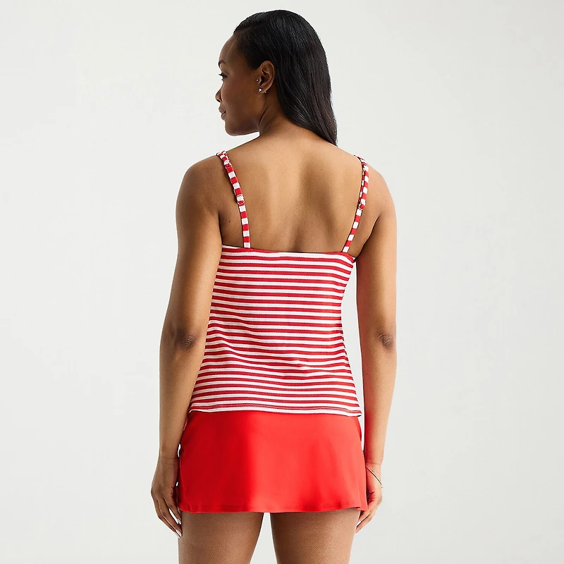 Liz Claiborne Womens Striped Tankini Swimsuit Top