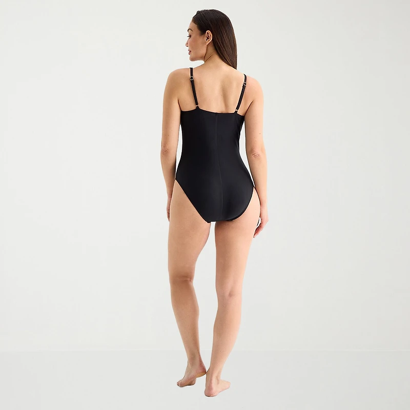 Liz Claiborne Womens Moderate Coverage One Piece Swimsuit