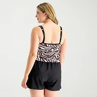 Sonnet Shores Womens Plus Swim Romper