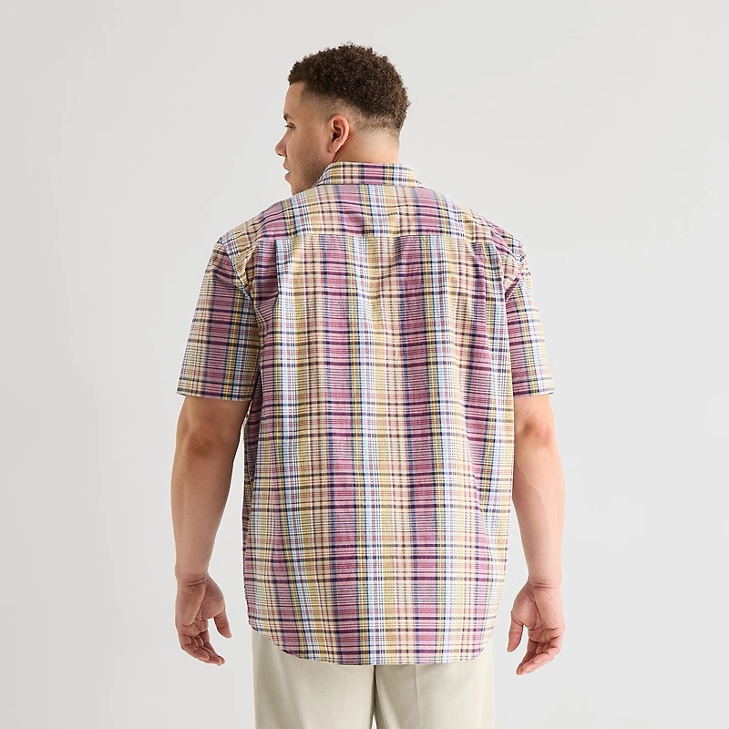 St. John's Bay Everyday Stretch Mens Short Sleeve Classic Fit Big and Tall Button-Down Shirt