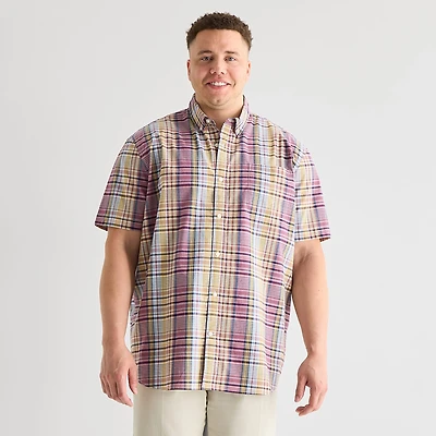 St. John's Bay Everyday Stretch Mens Short Sleeve Classic Fit Big and Tall Button-Down Shirt
